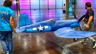 XXXL F4UCORSAIR SELFMADE INDOOR DEPRON RC MODEL FLIGHT DEMONSTRATION [upl. by Allak]