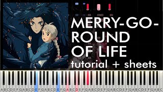 Howls Moving Castle  MerryGoRound of Life  Piano Cover  Piano Tutorial [upl. by Tracay]