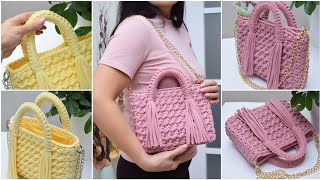 Crochet Cute Handbag with tassels Video tutorial Crochet Pattern Мастеркласс Сумочка с кисточками [upl. by Anicart52]