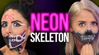 NEON SKULL Makeup Tutorial Halloween 2017 Beauty Break [upl. by Adkins545]