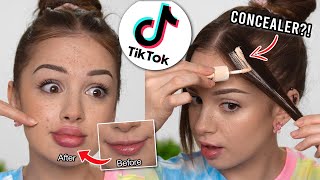 Testing VIRAL TIKTOK MAKEUP HACKS  Round 2 [upl. by Eanal]