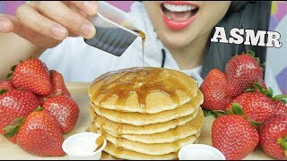 ASMR BREAKFAST PANCAKES  STRAWBERRY EATING SOUNDS  SASASMR [upl. by Olinde]