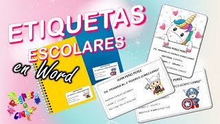 COMO HACER ETIQUETAS ESCOLARES Personalizadas en Word [upl. by Azial414]