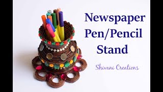 DIY Pen stand  News Paper Pen Stand Best out of waste How to make PenPencil Stand [upl. by Abixah]