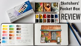 Winsor and Newton Cotman Watercolour Sketchers’ Pocket Set Review Watercolour Storefront Demo [upl. by Lew]