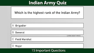 Indian Army Quiz  General Knowledge Quiz on the Indian Army  Army Day  India Quiz [upl. by Esinehc]