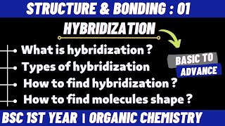 Hybridization and its types  Structure and bonding  Bsc 1st year chemistry  by Chemboost [upl. by Idnas]