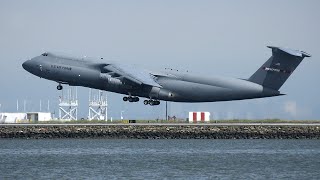 C5 and C17 landing and takeoff at SFO [upl. by Annauqaj]