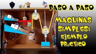 paso a paso maquinas simples ejemplo práctico de plano inclinado polea y palanca [upl. by Deppy]