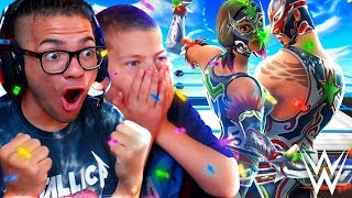 SURPRISING JAYDEN WITH WWE THEMED SKINS HE WAS SO HAPPY FORTNITE BATTLE ROYALE 10 YEAR OLD KID [upl. by Seow]