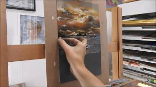 coucher de soleil au pastel soft pastel landscape demonstration by Nathalie JAGUIN [upl. by Whitver]