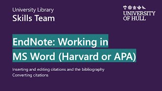 EndNote 20 Working in Word Harvard APA [upl. by Yedrahs517]