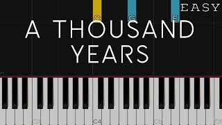 A Thousand Years  Christina Perri  EASY Piano Tutorial [upl. by Spoor]