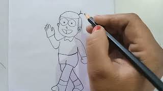 How to draw a nobita doraemon new drawing Very easy step by step [upl. by Joslyn]