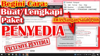 Tutorial Cara Buat atau Lenkapi Paket Penyedia siRUP LKPP dan LPSE 2023 [upl. by Rochella]