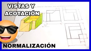 VISTAS Y ACOTACIÓN  alzado planta🌱 perfil y acotación📏RESUELTO✅ [upl. by Ardnasella761]