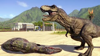 3x TREX vs Carnivore Dinosaurs in Jurassic World Evolution 2  AllDinosaurs [upl. by Silevi154]