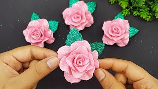 Cómo hacer Rosas en Foami o Goma Eva Fácil y Rápidamente 🌹 Creando una Rosa desde Cero [upl. by Acinorev]