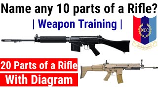 Name any 10 Parts of a Rifle   Weapon Training in NCC  20 parts of rifle with diagram [upl. by Masera]