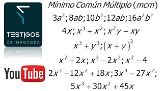 MÍNIMO COMÚN MÚLTIPLO mcm PARA EXPRESIONES ALGEBRAICAS EJERCICIOS [upl. by Brinna]