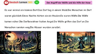 Deutsch lernen mit Geschichten A1  hören amp sprechen amp lesen  Der Angriff der Wölfe und die Hilfe [upl. by Ardelia]