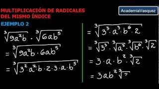 Multiplicación de Radicales del mismo Índice Teoría y Ejemplos [upl. by Sotos]