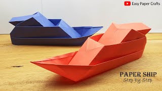 How to Make Paper Ship Step by Step  Paper Boat Craft  Origami Ship  Easy Paper Crafts [upl. by Ehcram]