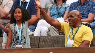 BNP Paribas Open Mike Tyson amp Daughter Visit IW [upl. by Ravilob542]