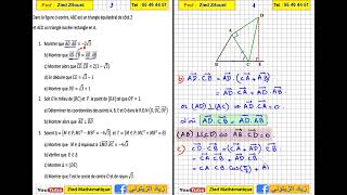 02 Produit Scalaire Correction Exercice 3ème Science  Math [upl. by Ardnaek811]