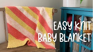 Easy Baby Blanket Knitting Pattern for Beginners  StepbyStep Tutorial [upl. by Pape]