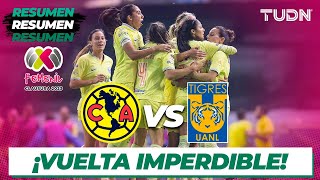 Resumen  América vs Tigres  CL2023 Femenil  Semis  TUDN [upl. by Casper616]