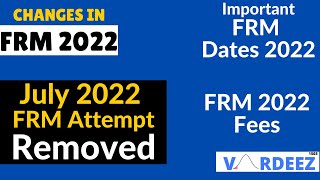 FRM 2022 Changes  Important FRM 2022 Exam Dates and Fees  No FRM Attempt in July 2022 [upl. by Arateehc]