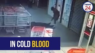 WATCH Shoprite security guard shot pointblank during store robbery [upl. by Aenej293]