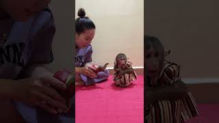 So HappyMom Play Elephant With Daughter ChiChi Monkey [upl. by Kleinstein]