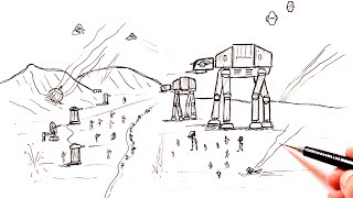 How to draw a Star Wars Battle scene  War scene drawing [upl. by Gut]