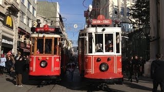 Istanbul nostalgic tramway  Taksim Tunel  IETT Nostaljik tramvay  Turkey [upl. by Etteroma]