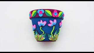 Decorating a Flower Pot with Polymer Clay a Tutorial [upl. by Berners383]