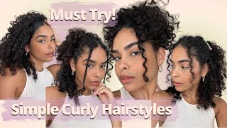 SIMPLE CURLY HAIRSTYLES ON SHORT HAIR Curly Hairstyle Tutorial [upl. by Okime]