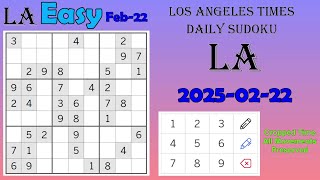 Los Angeles Times Daily Sudoku 20250222 2064 Easy [upl. by Inglebert]