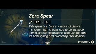 Zora Spear  Respawn Location  Zelda BOTW [upl. by Elokcin]