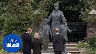 Princess Diana statue unveiling in full William and Harry reunite for special occasion [upl. by Ynohtnaleahcim]