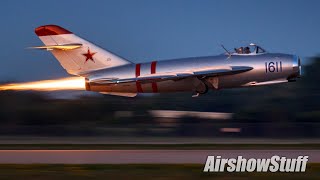 MiG17 Twilight Afterburner and LOW Flybys  EAA AirVenture Oshkosh 2022 [upl. by Mitchell]