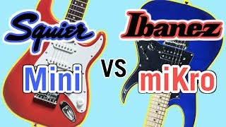 Squier Mini Strat vs Ibanez miKro Comparison [upl. by Cherrita]