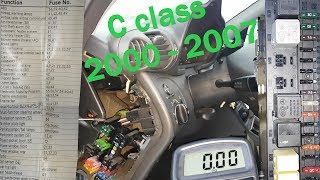 Mercedes w203 All Fuses and Relays Location  How to test them [upl. by Ariday43]