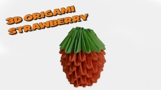 3D Origami Strawberry Tutorial HD Origami World ᴴᴰ [upl. by Terzas]