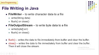 File Writing using FileWriter and FileOutputStream in Java [upl. by Idac]