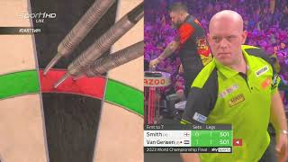 Das beste Leg aller Zeiten  17 perfekte Darts in 1 Minute  Michael SmithMvG WM Finale 2023 [upl. by Airetnohs987]