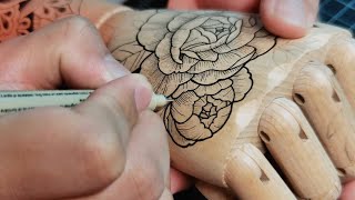 I cant get a tattoo so I TATTOOED a wooden hand instead [upl. by Sauder]