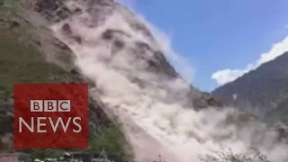 Nepal Earthquake Land slide caught on camera  BBC News [upl. by Daisy814]