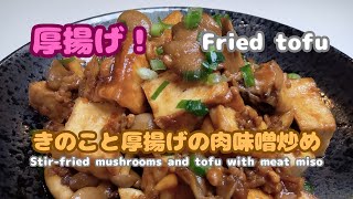 【厚揚げ簡単レシピ！】きのこと厚揚げの肉味噌炒め！うまい！ [upl. by Hgielsel725]